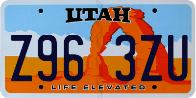 UT license plate Z963ZU