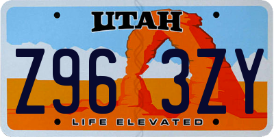 UT license plate Z963ZY