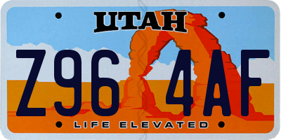 UT license plate Z964AF