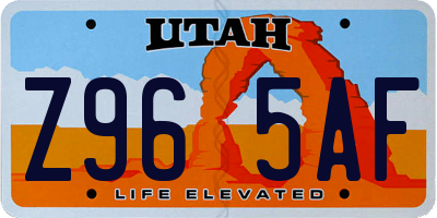 UT license plate Z965AF