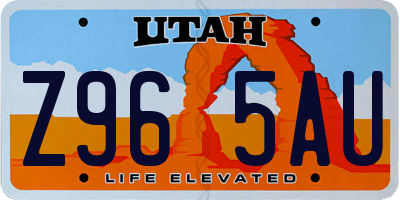 UT license plate Z965AU