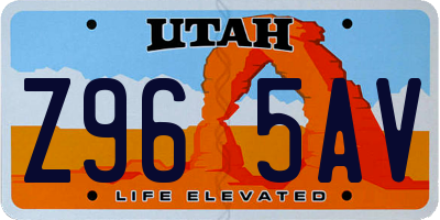 UT license plate Z965AV