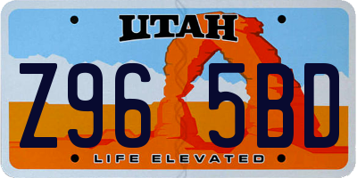 UT license plate Z965BD