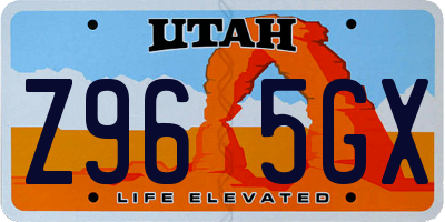 UT license plate Z965GX