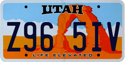 UT license plate Z965IV
