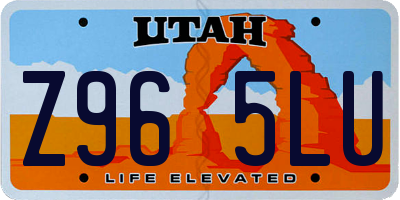 UT license plate Z965LU