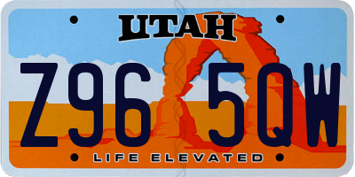 UT license plate Z965QW