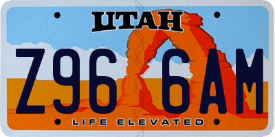 UT license plate Z966AM