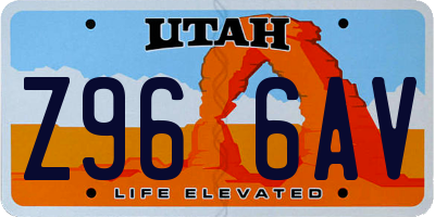 UT license plate Z966AV