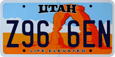 UT license plate Z966EN