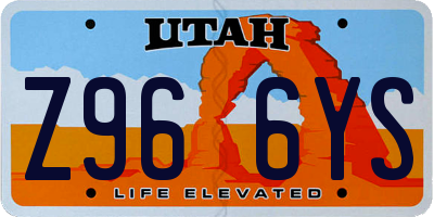 UT license plate Z966YS