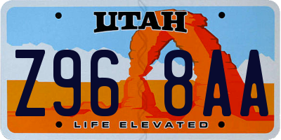 UT license plate Z968AA