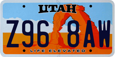 UT license plate Z968AW