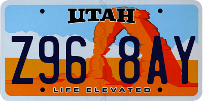 UT license plate Z968AY