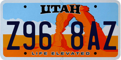 UT license plate Z968AZ