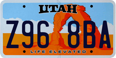 UT license plate Z968BA