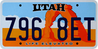 UT license plate Z968ET
