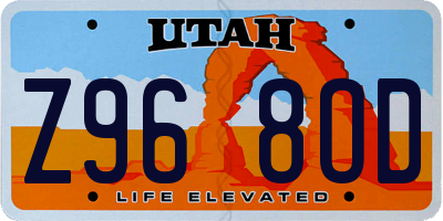 UT license plate Z968OD