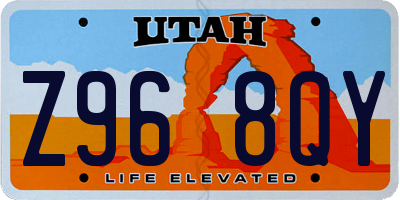 UT license plate Z968QY