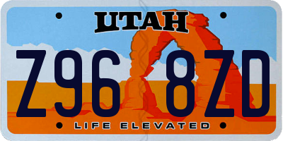 UT license plate Z968ZD