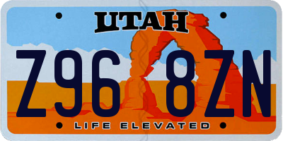 UT license plate Z968ZN