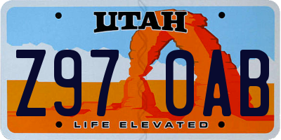 UT license plate Z970AB