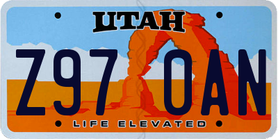 UT license plate Z970AN