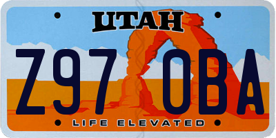 UT license plate Z970BA