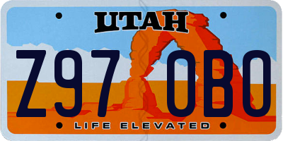 UT license plate Z970BO