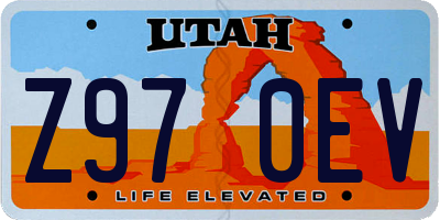 UT license plate Z970EV