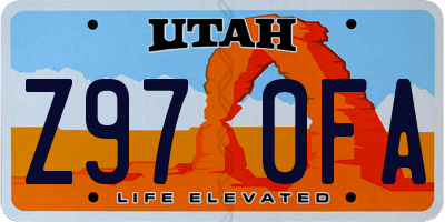 UT license plate Z970FA