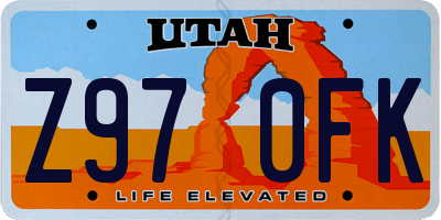 UT license plate Z970FK
