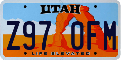UT license plate Z970FM