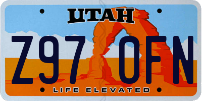 UT license plate Z970FN