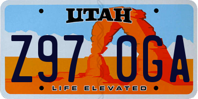UT license plate Z970GA