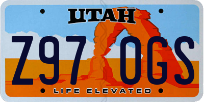 UT license plate Z970GS