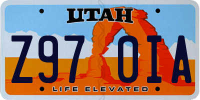 UT license plate Z970IA