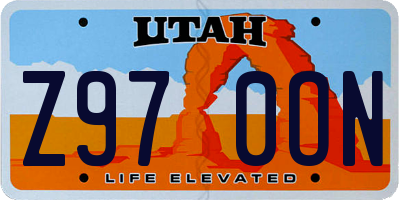 UT license plate Z970ON