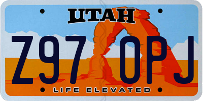 UT license plate Z970PJ