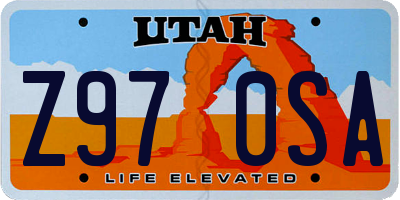 UT license plate Z970SA