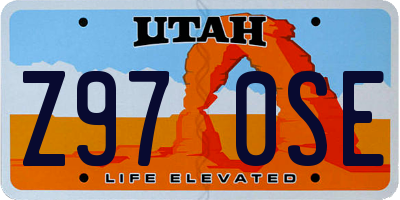 UT license plate Z970SE