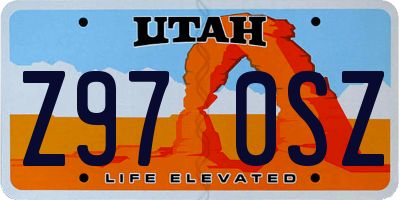 UT license plate Z970SZ