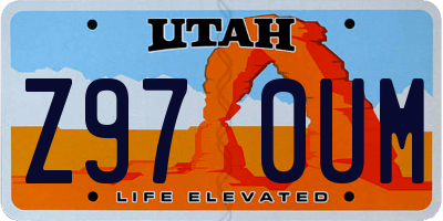 UT license plate Z970UM