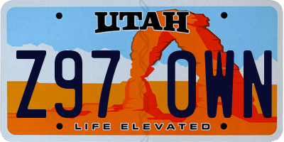 UT license plate Z970WN