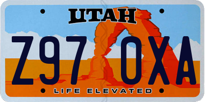 UT license plate Z970XA