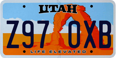UT license plate Z970XB