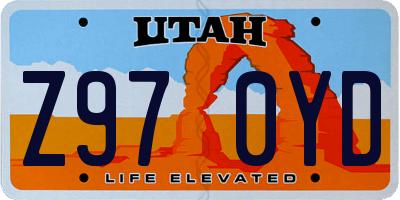 UT license plate Z970YD