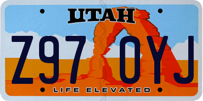UT license plate Z970YJ