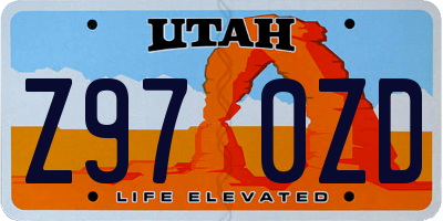UT license plate Z970ZD