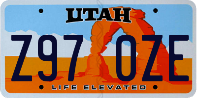 UT license plate Z970ZE
